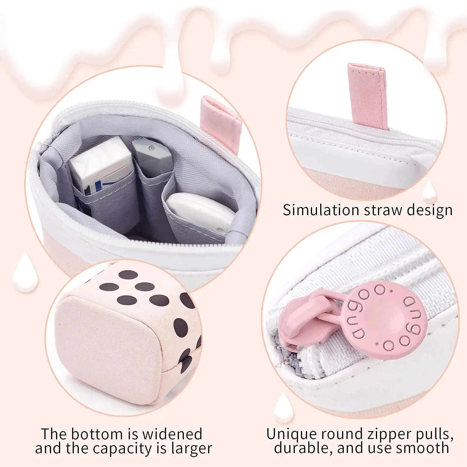 Cute Standing Milk Tea Pencil Case