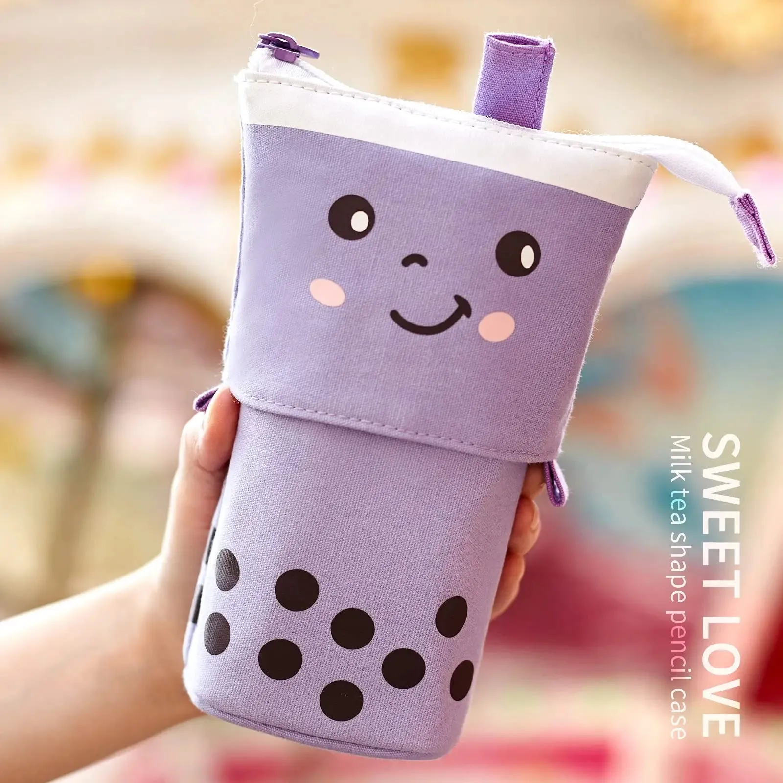Cute Standing Milk Tea Pencil Case