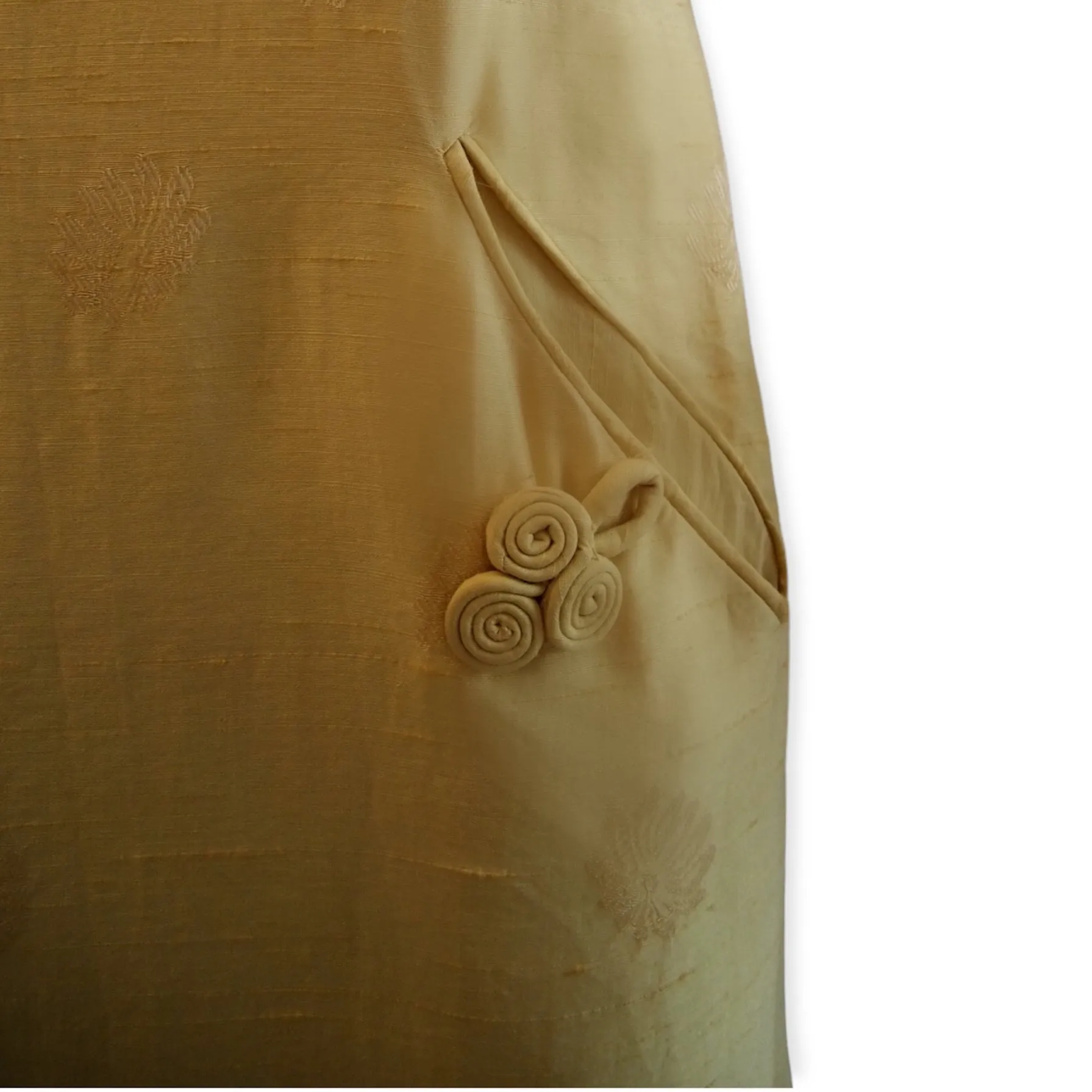 Daffodil Yellow Vintage 60s  Silk Chinois Shift Dress