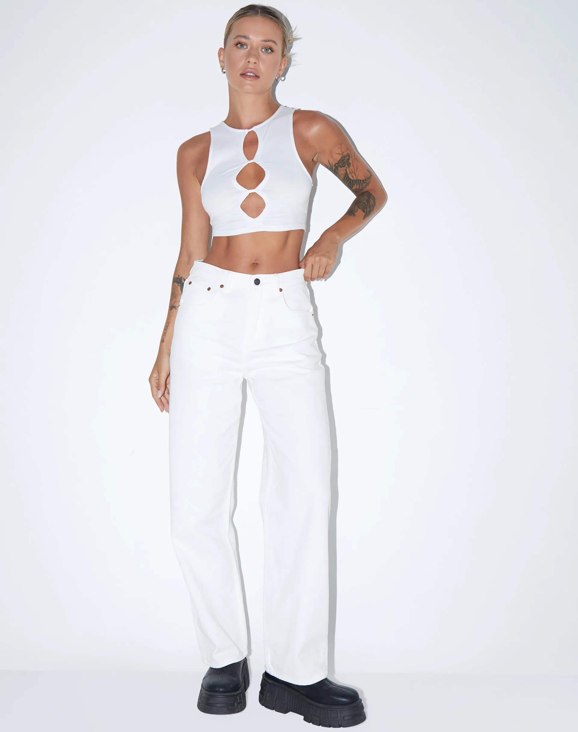 Danica Crop Top in Lycra White