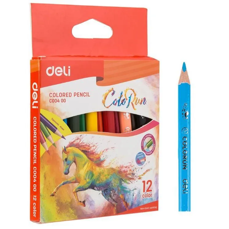 Deli Half Length Colour Pencil 12 Colours EC00400