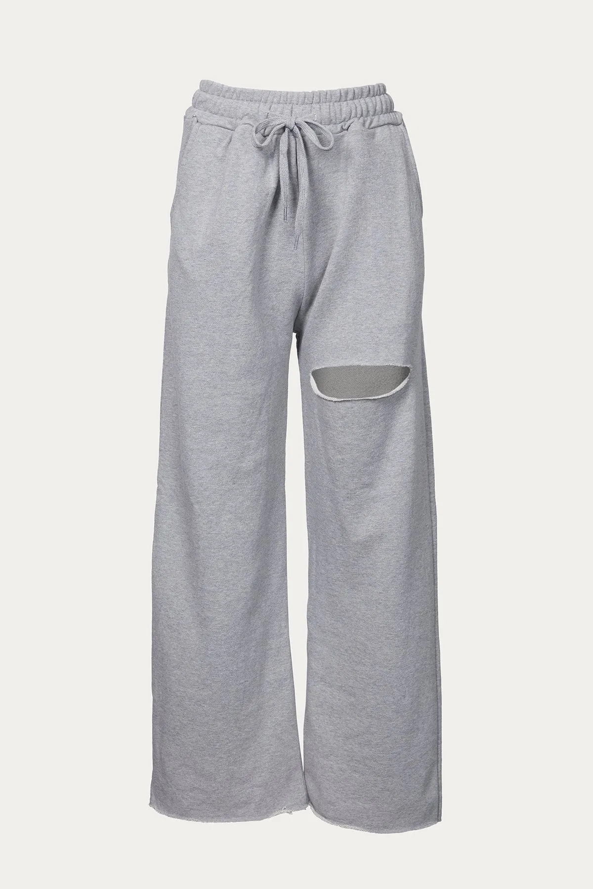 DISTRESSED WIDE-LEG SWEATPANTS