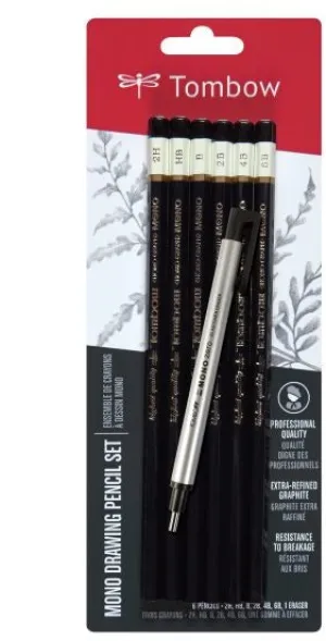 Drawing Pencil Set   Eraser (6pk)