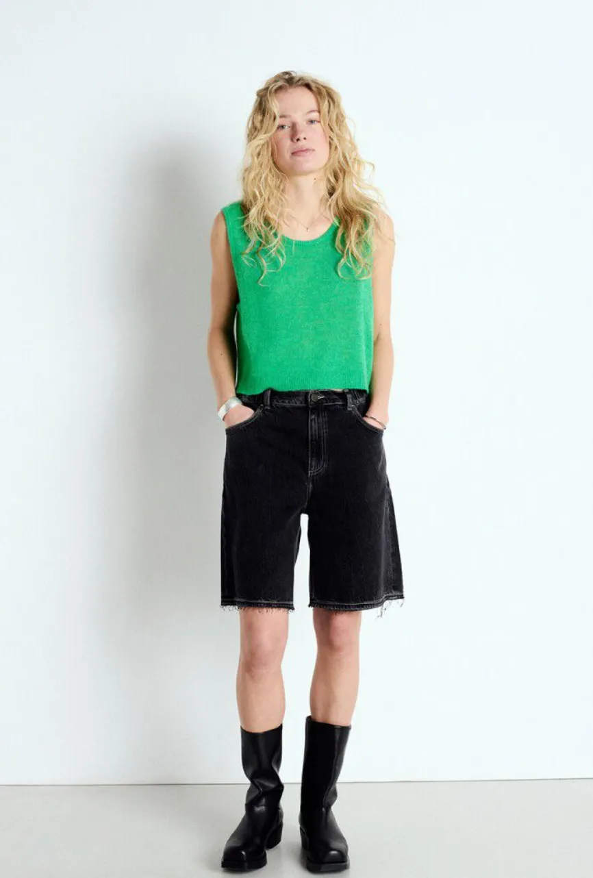 DUMY GREEN MELANGE KNIT TANK