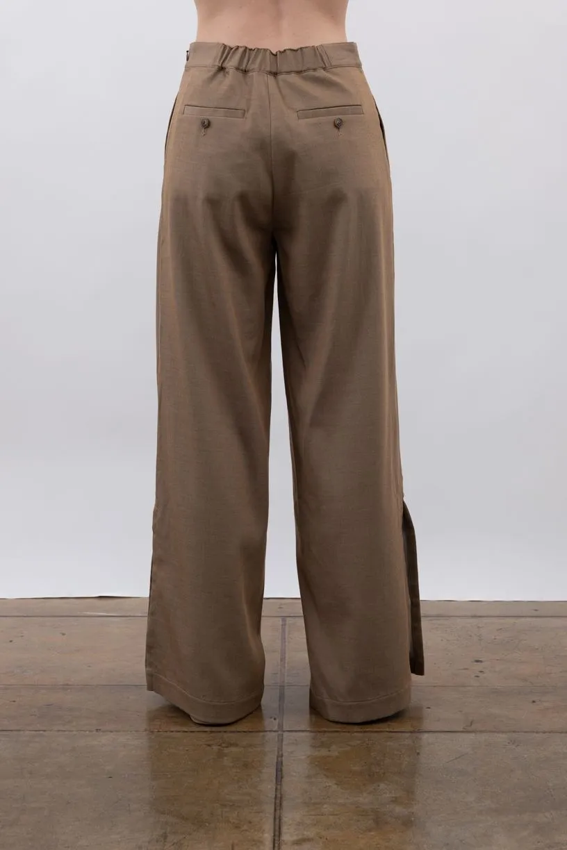 Eco Slub Denim Wide Pants with side vent - VANCE