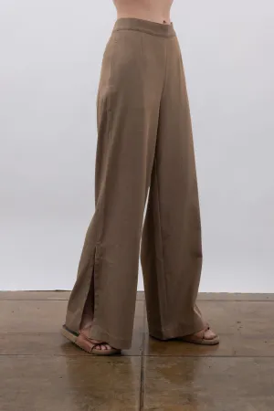 Eco Slub Denim Wide Pants with side vent - VANCE