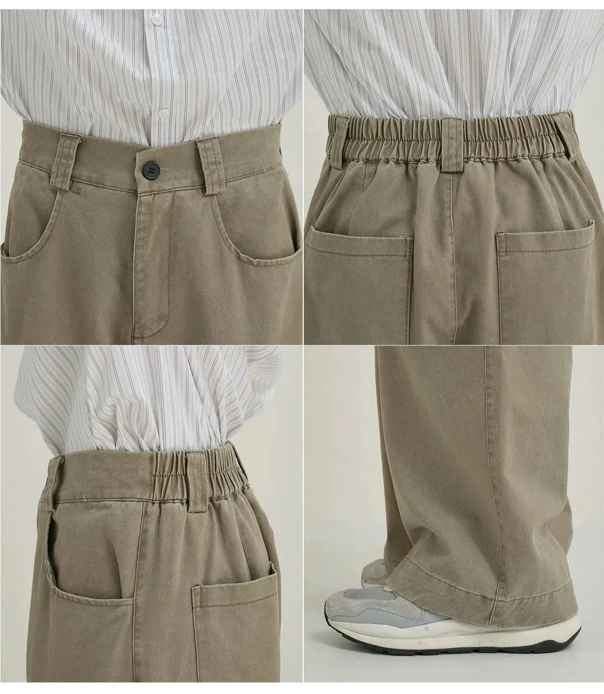 Elastic Waist Wide Leg Cargo Pants