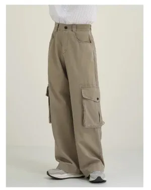 Elastic Waist Wide Leg Cargo Pants