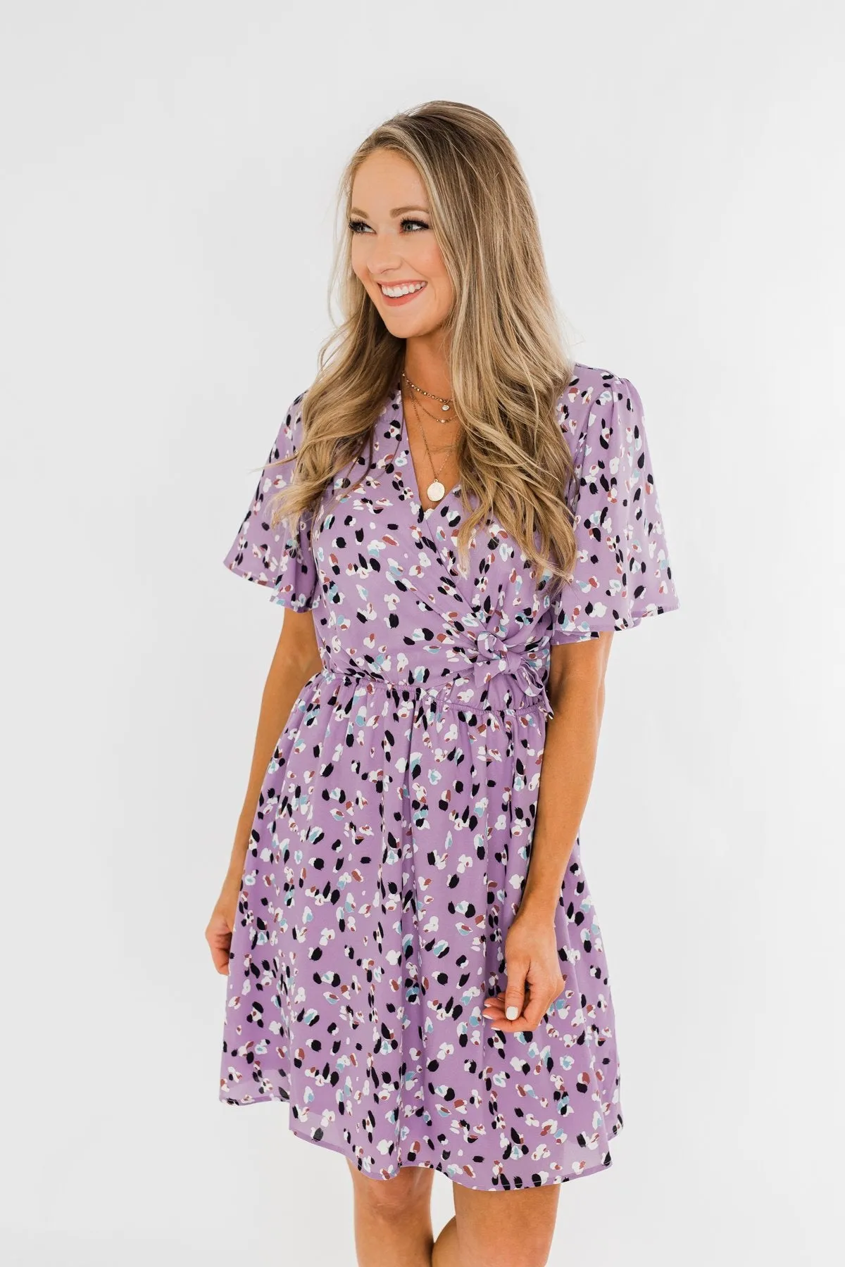 Embrace The Beauty Wrap Tie Dress- Purple
