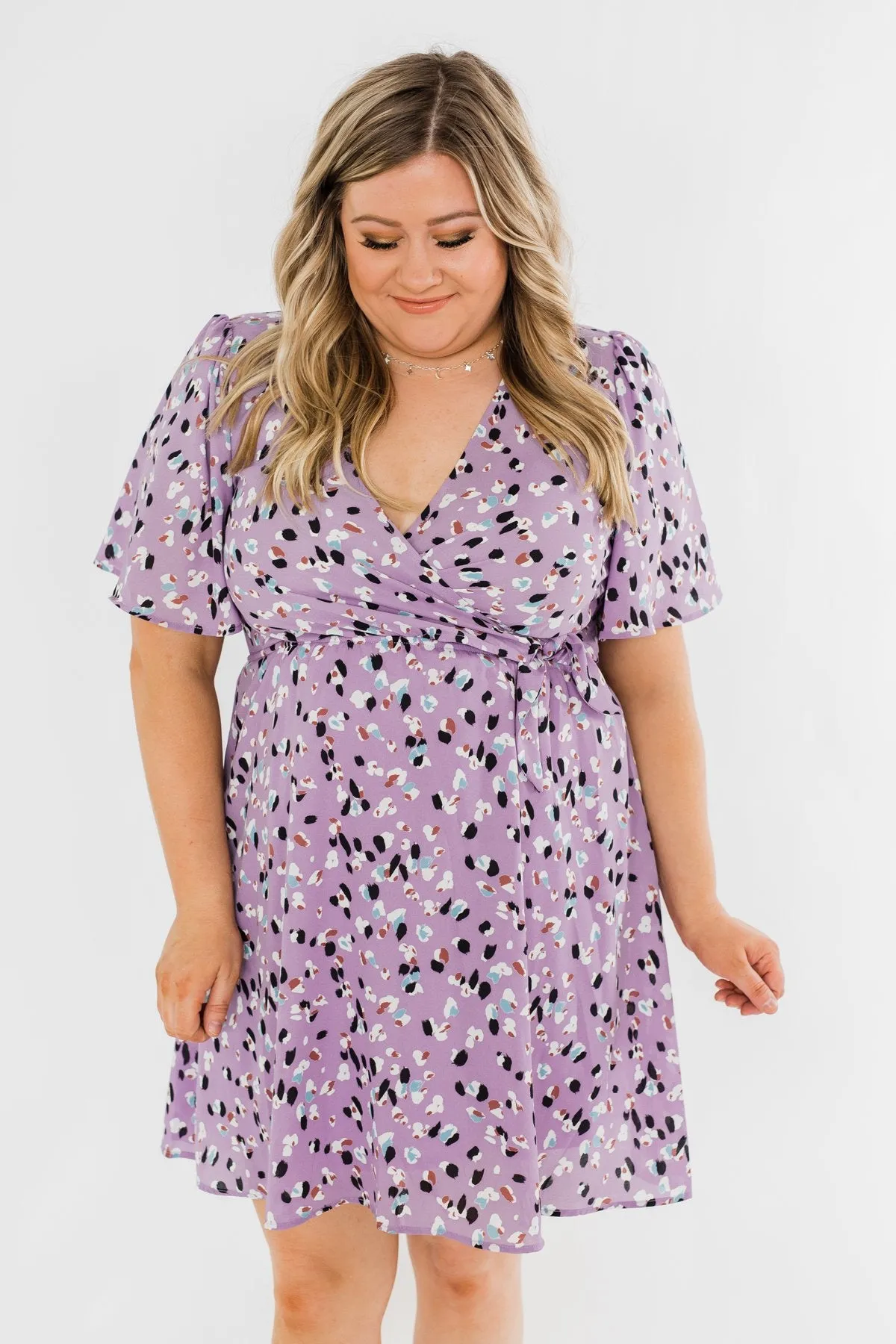 Embrace The Beauty Wrap Tie Dress- Purple