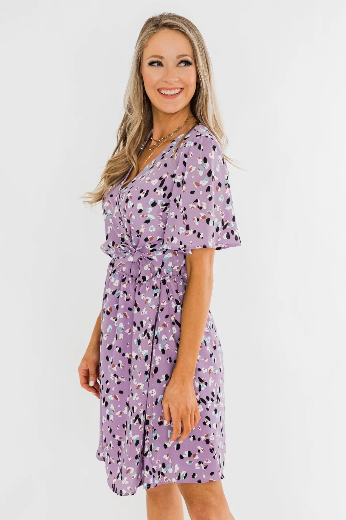 Embrace The Beauty Wrap Tie Dress- Purple