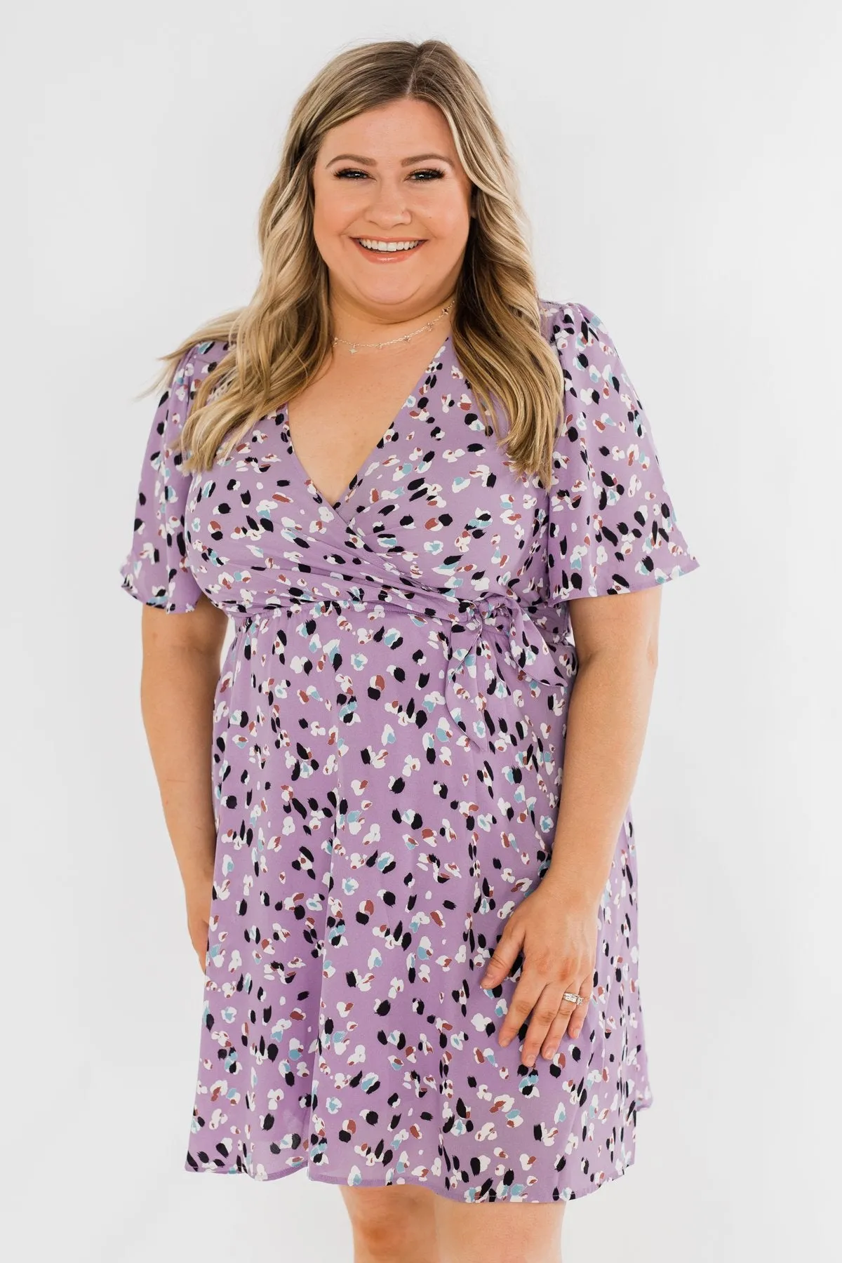 Embrace The Beauty Wrap Tie Dress- Purple