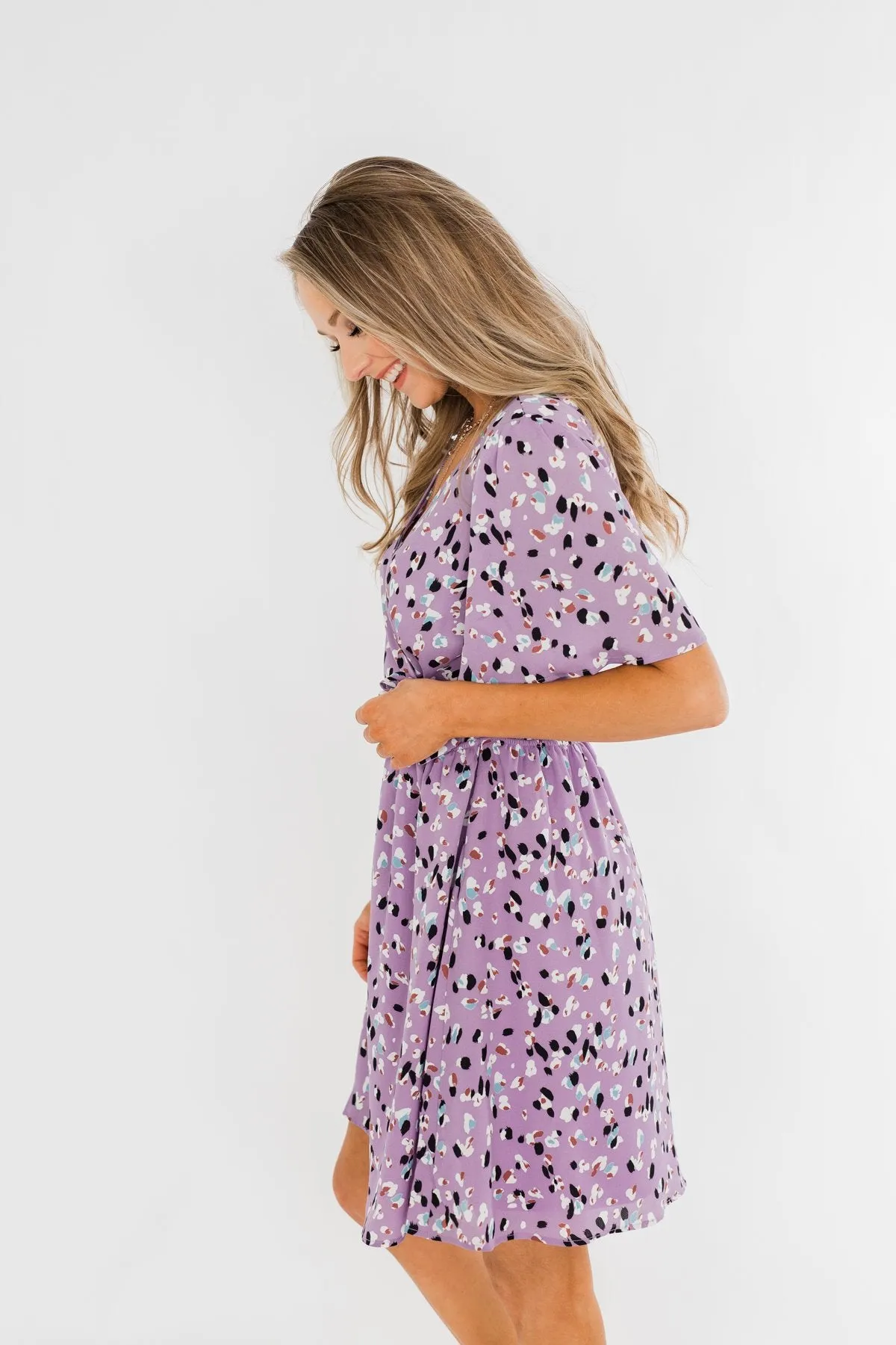 Embrace The Beauty Wrap Tie Dress- Purple