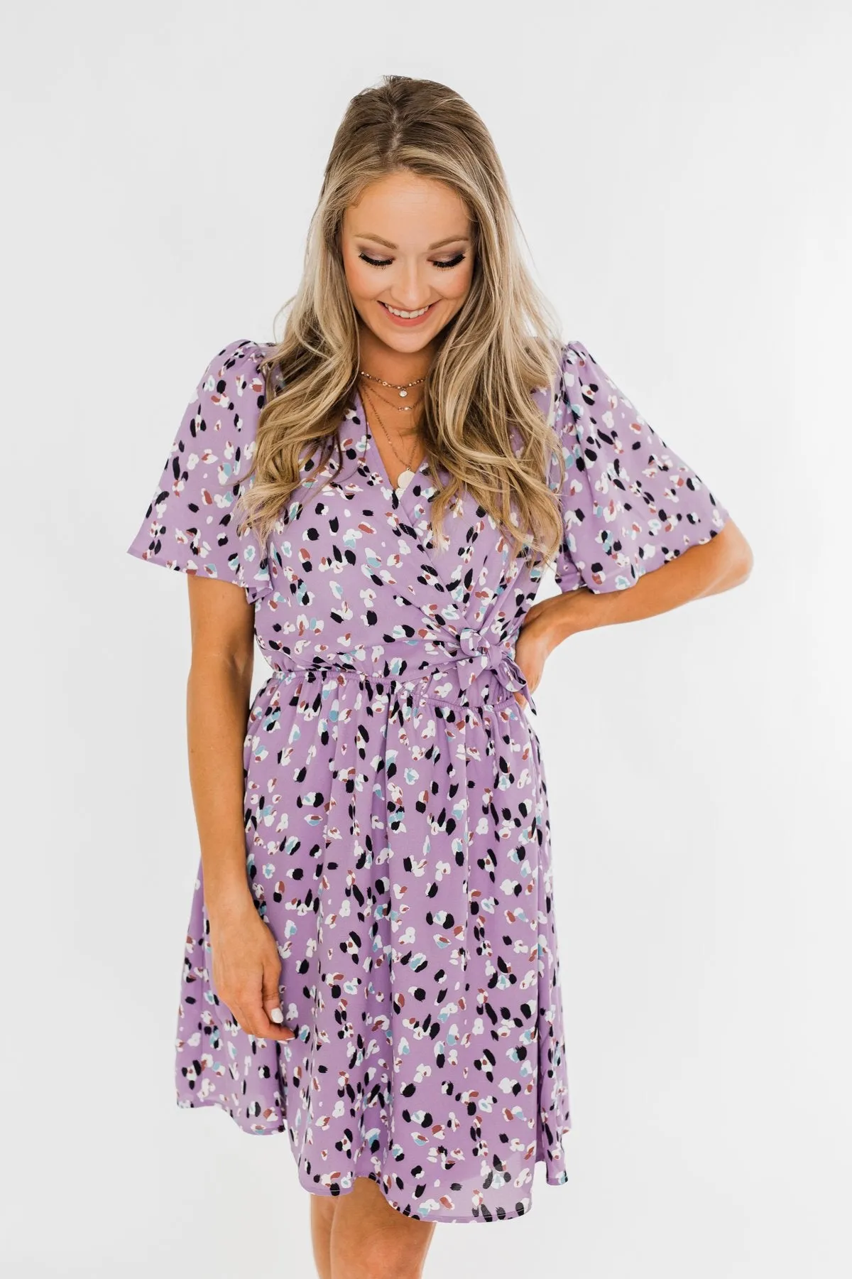 Embrace The Beauty Wrap Tie Dress- Purple