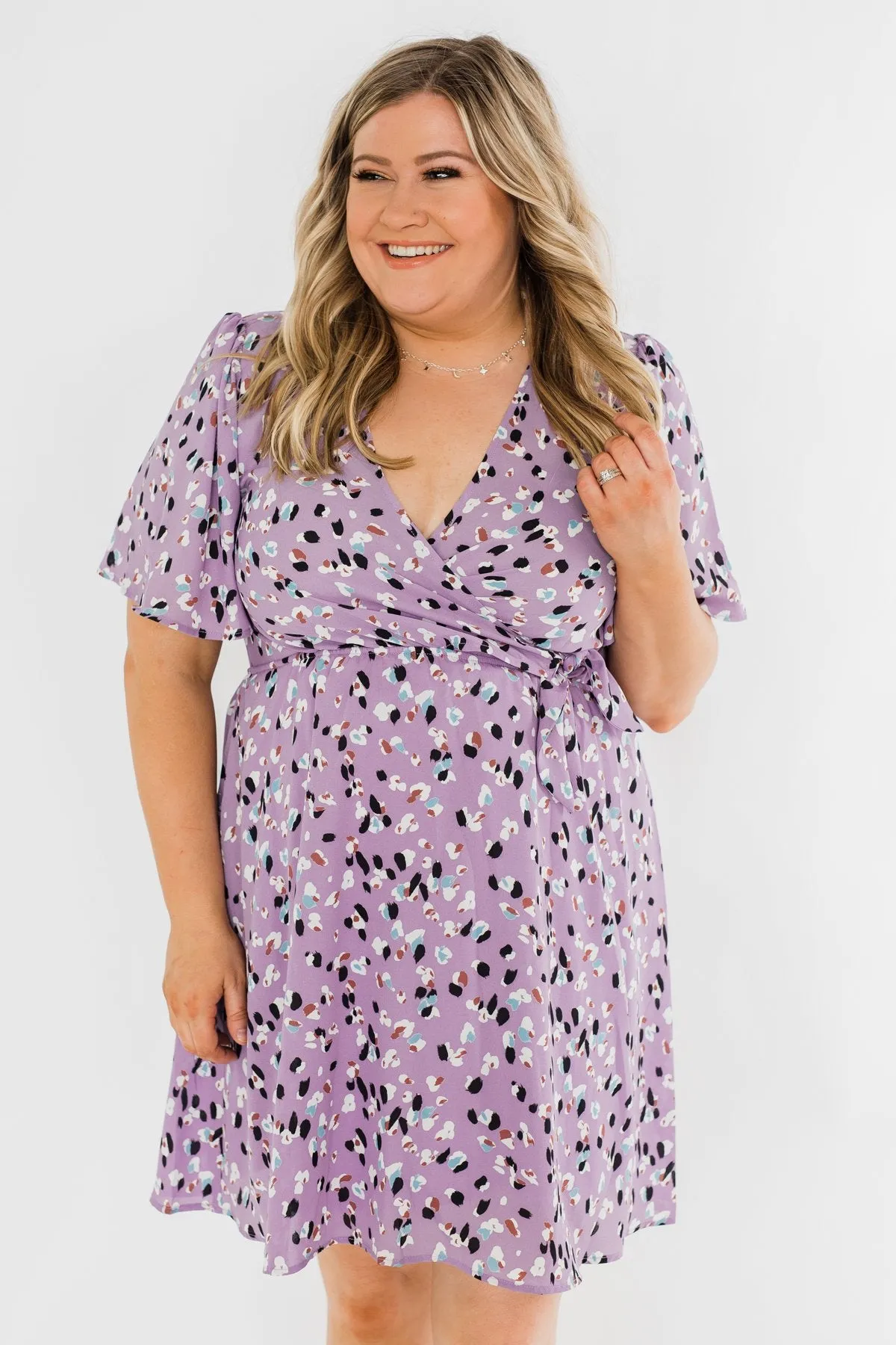 Embrace The Beauty Wrap Tie Dress- Purple