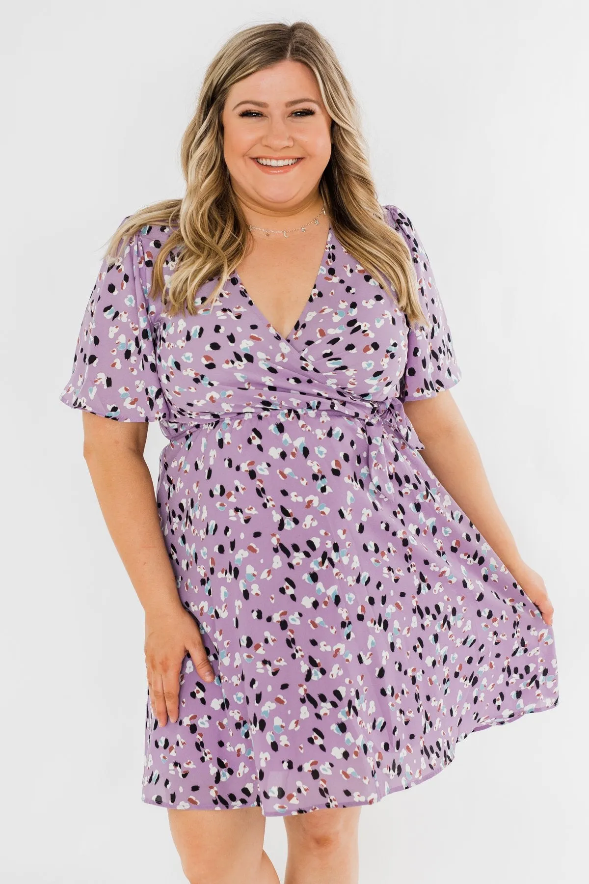 Embrace The Beauty Wrap Tie Dress- Purple
