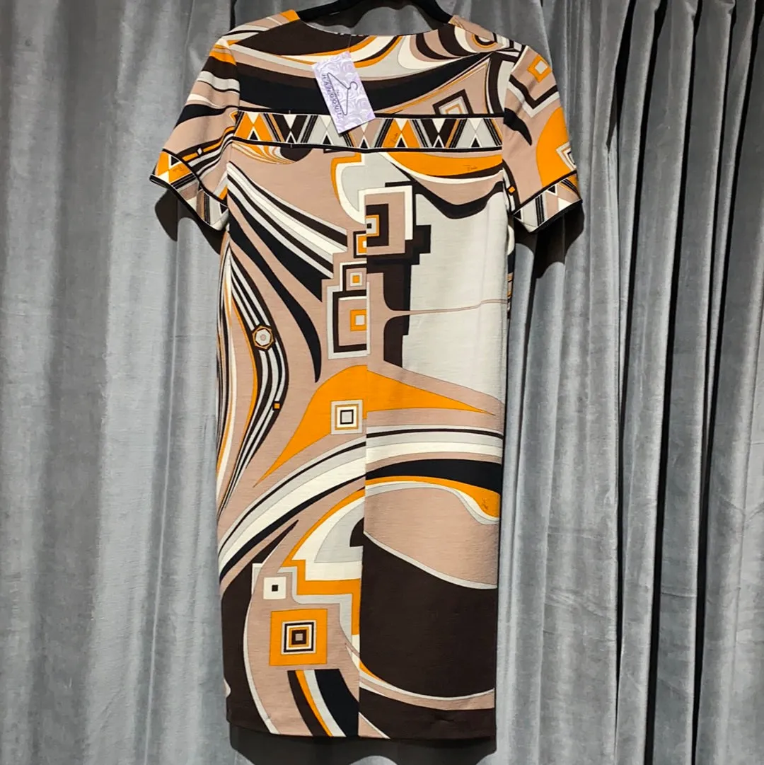 Emilio Pucci Short Sleeve Wool Shift Dress