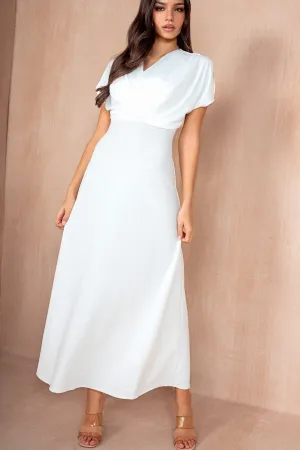 Emily White Wrap V-Neck Dress