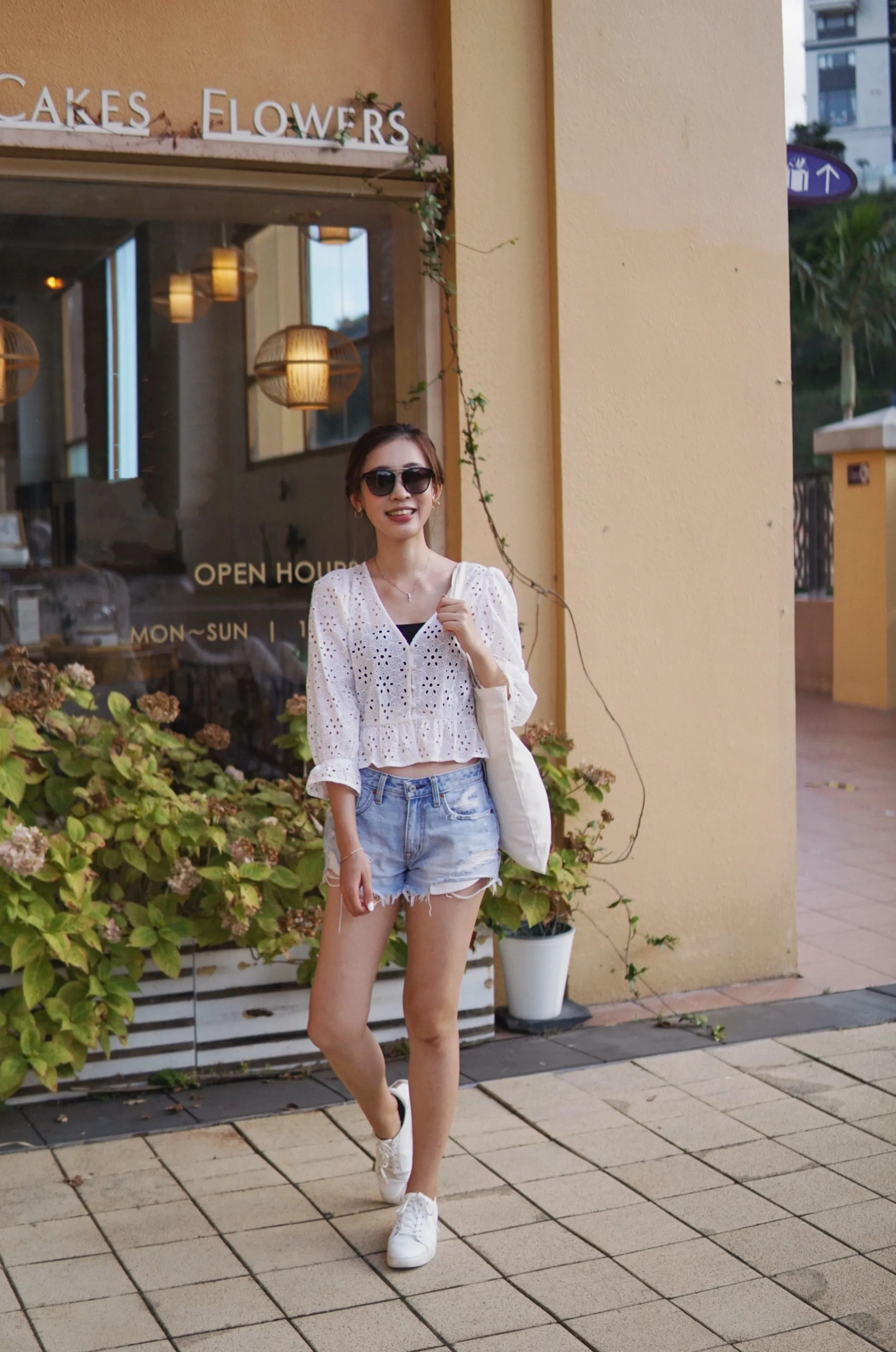 Floral Eyelet Peplum Top
