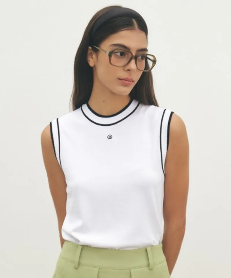 FORDI Color Block Sleeveless Knit - White