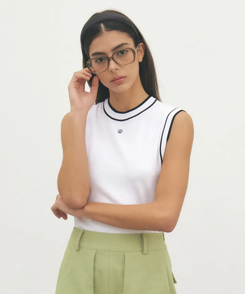 FORDI Color Block Sleeveless Knit - White