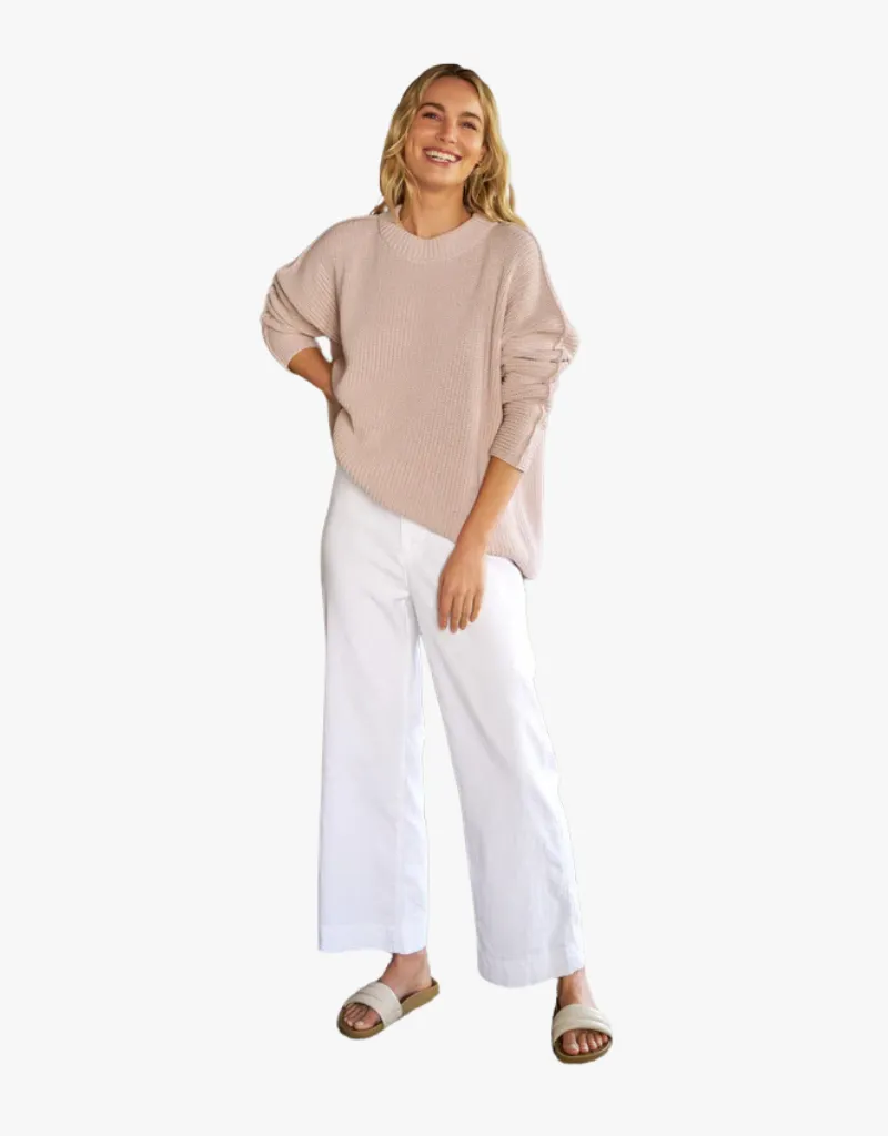 Frank & Eileen Wexford Wide-Leg Linen Pants in White (Italian Performance Linen)