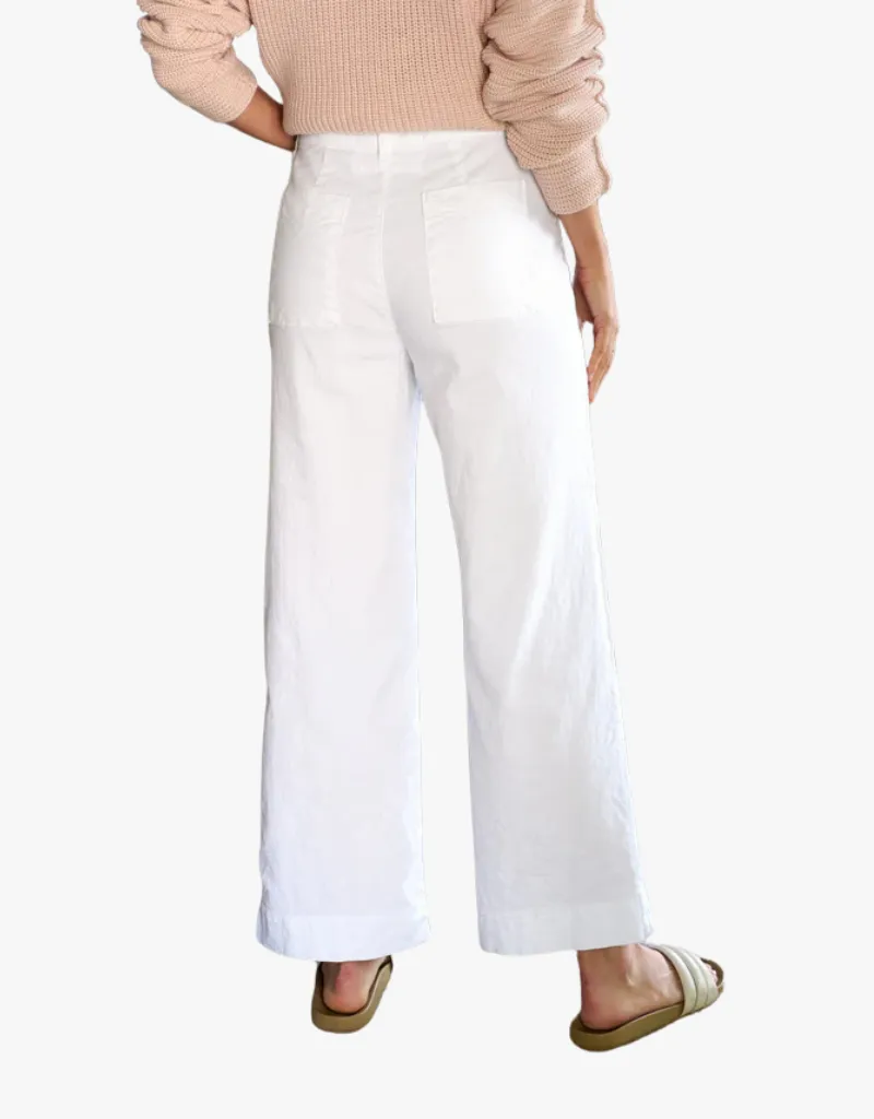 Frank & Eileen Wexford Wide-Leg Linen Pants in White (Italian Performance Linen)