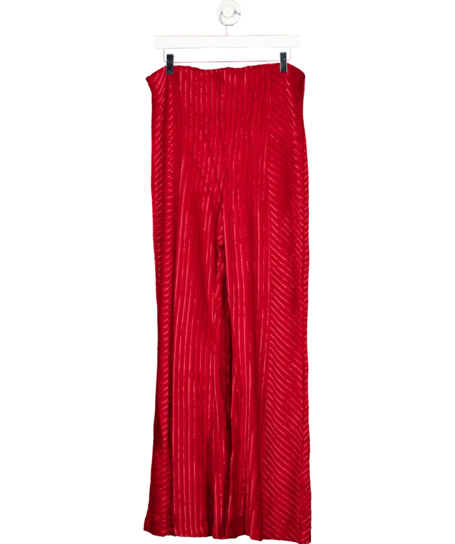 Free People Red Slim Pull-on Velvet Flare Pants UK XL