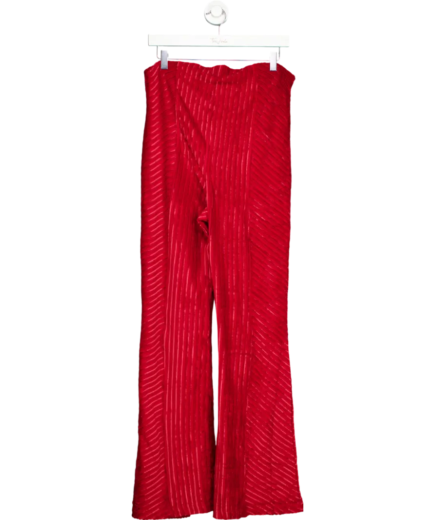 Free People Red Slim Pull-on Velvet Flare Pants UK XL