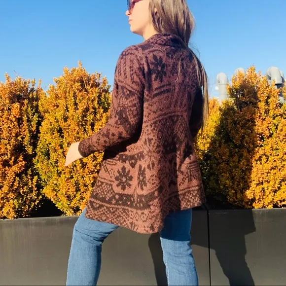 Gerry Weber Edition Ditsy Duster Wool Northern Pattern Long Coat Cardigan