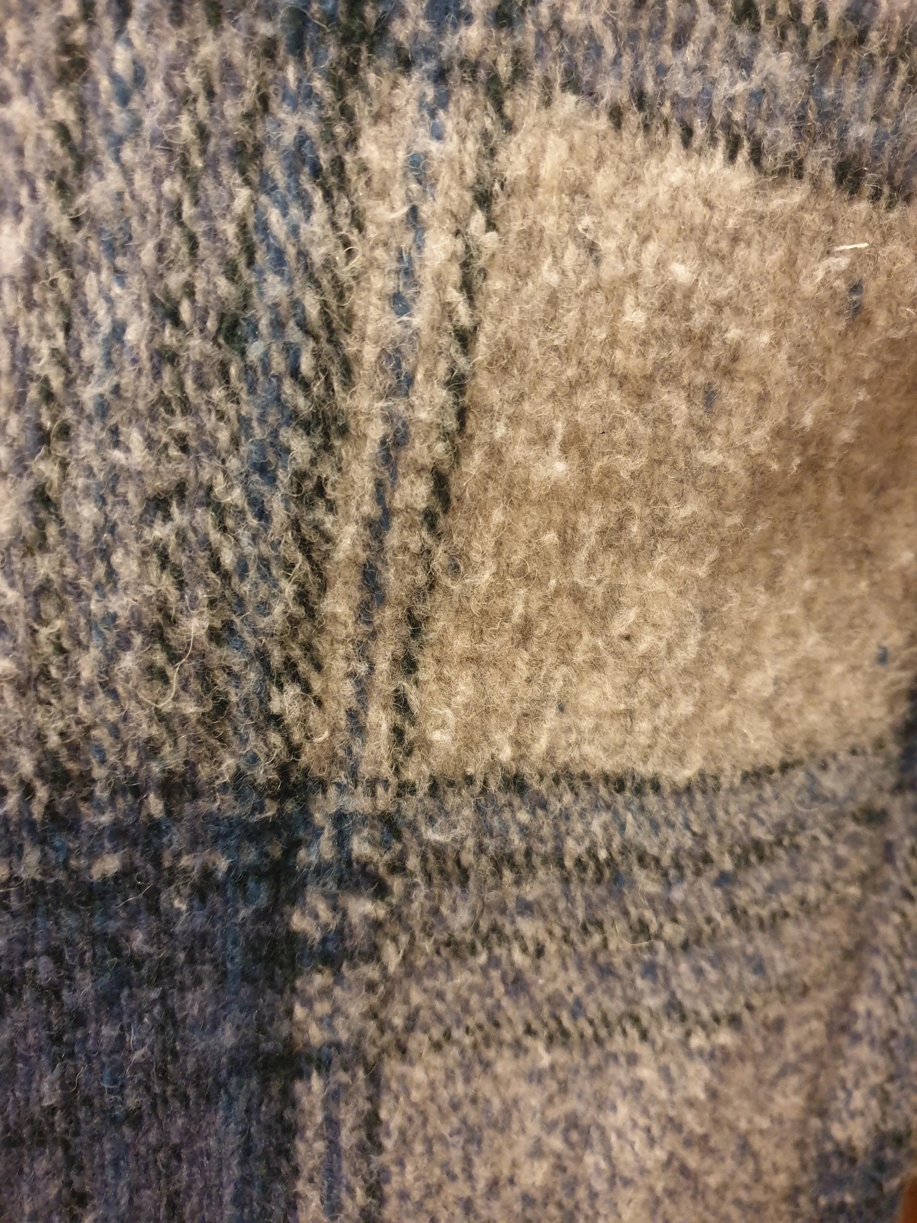Ghanda wool mix blue and grey plaid coat size S