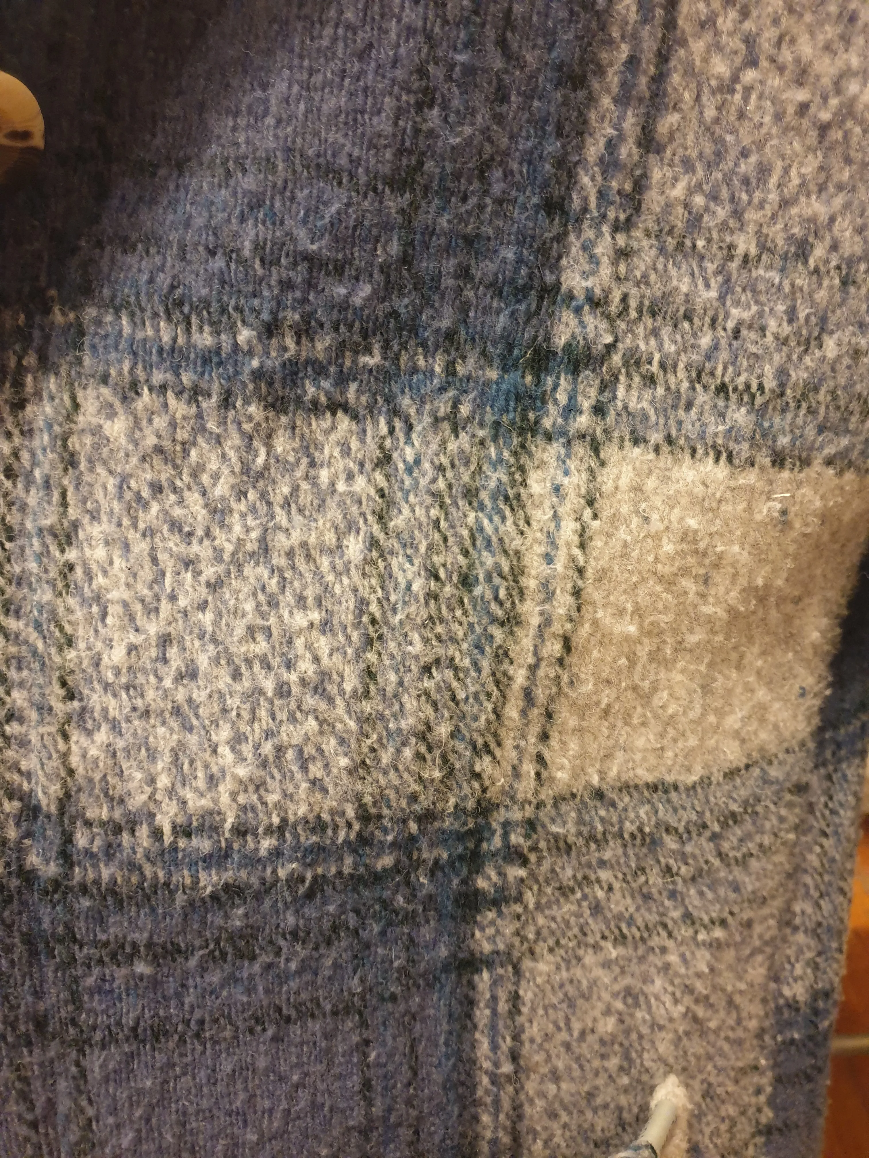 Ghanda wool mix blue and grey plaid coat size S