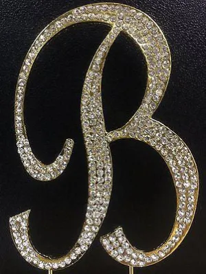 Gold Letter Initial B Birthday Crystal Rhinestone Cake Topper B Party Monogram
