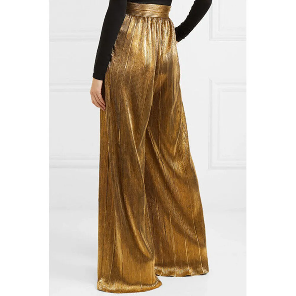 Gold Plissé Pants
