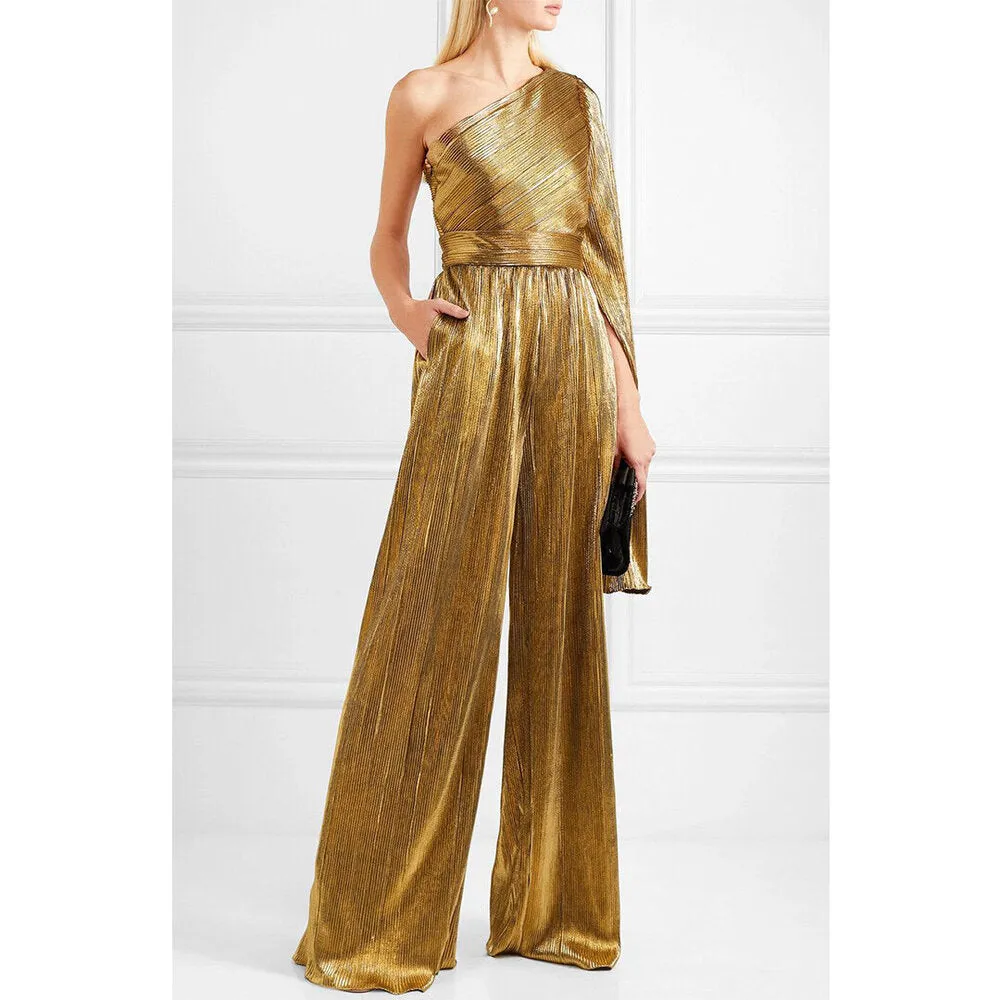 Gold Plissé Pants