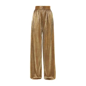 Gold Plissé Pants