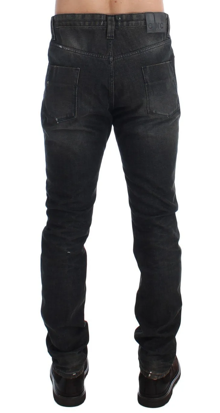 Gray Wash Slim Fit Cotton Denim Jeans