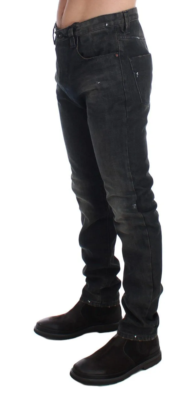 Gray Wash Slim Fit Cotton Denim Jeans