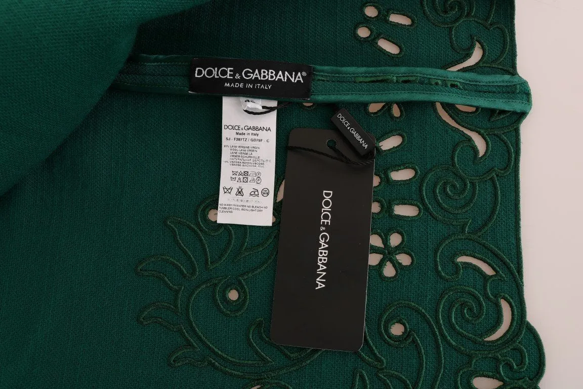 Green Floral Cutout Wool Jacket