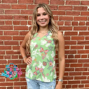 Green Floral Top