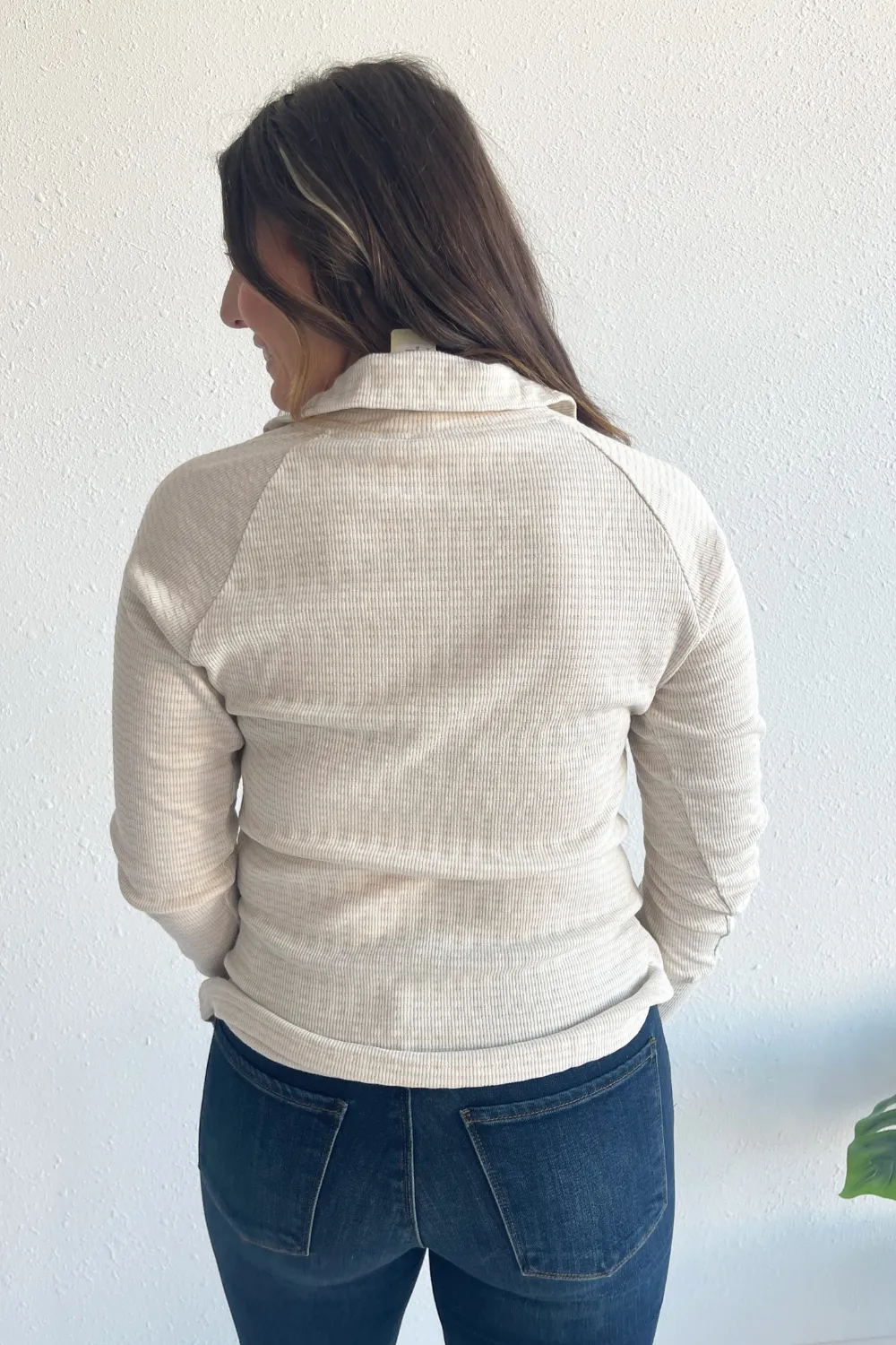 Half Zip Thumb-Hole Long Sleeve Top