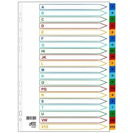 iFax Mylar Colour Divider 4AZ-P (A to Z)
