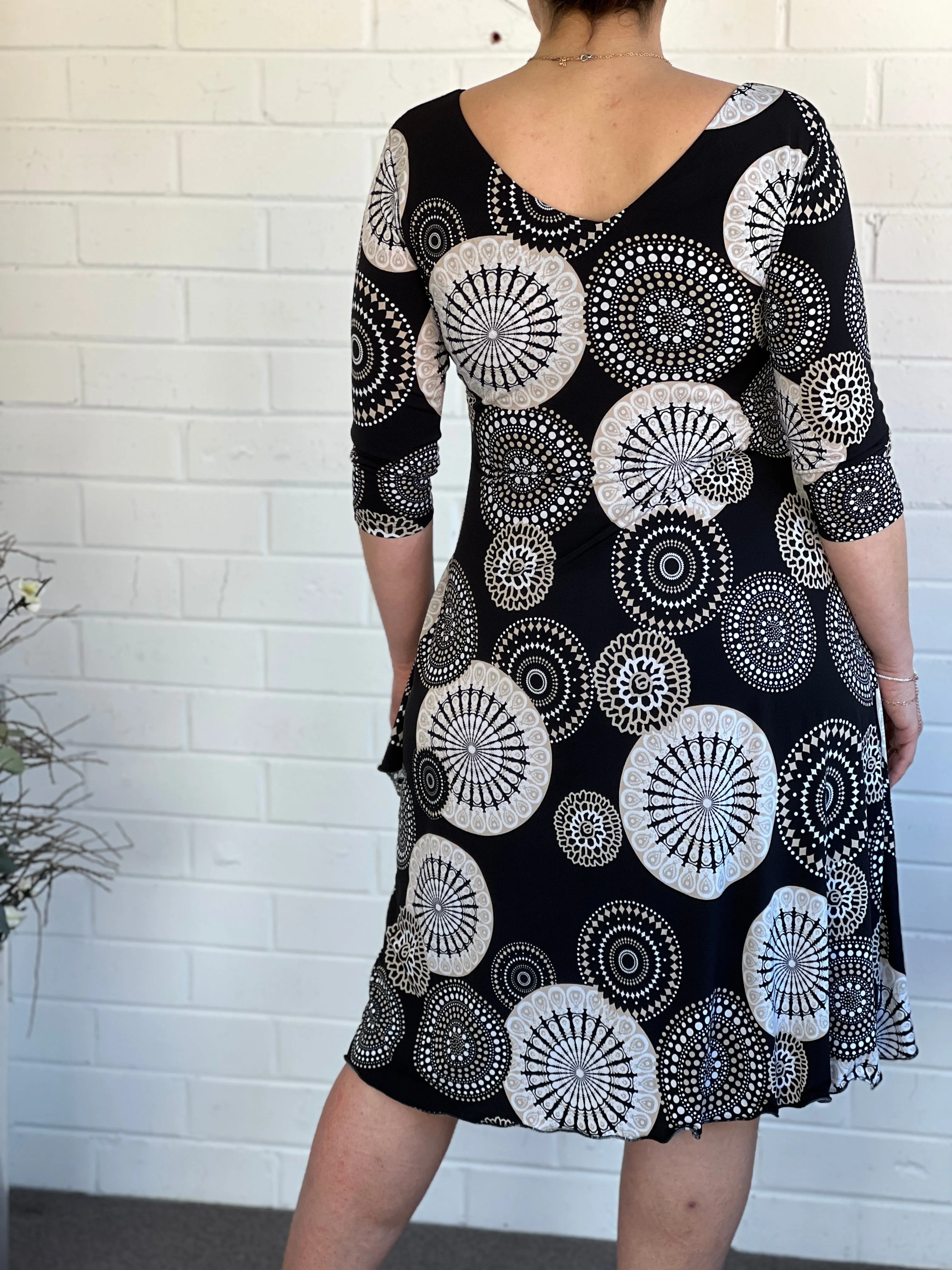 Isidora Black Abstract Wrap Dress