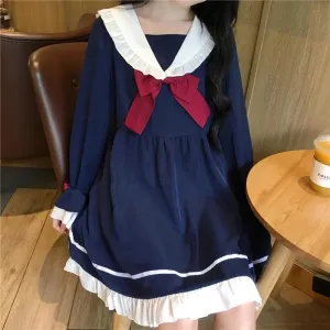 Japanese Frilled Sailor Collar Dress mp006030