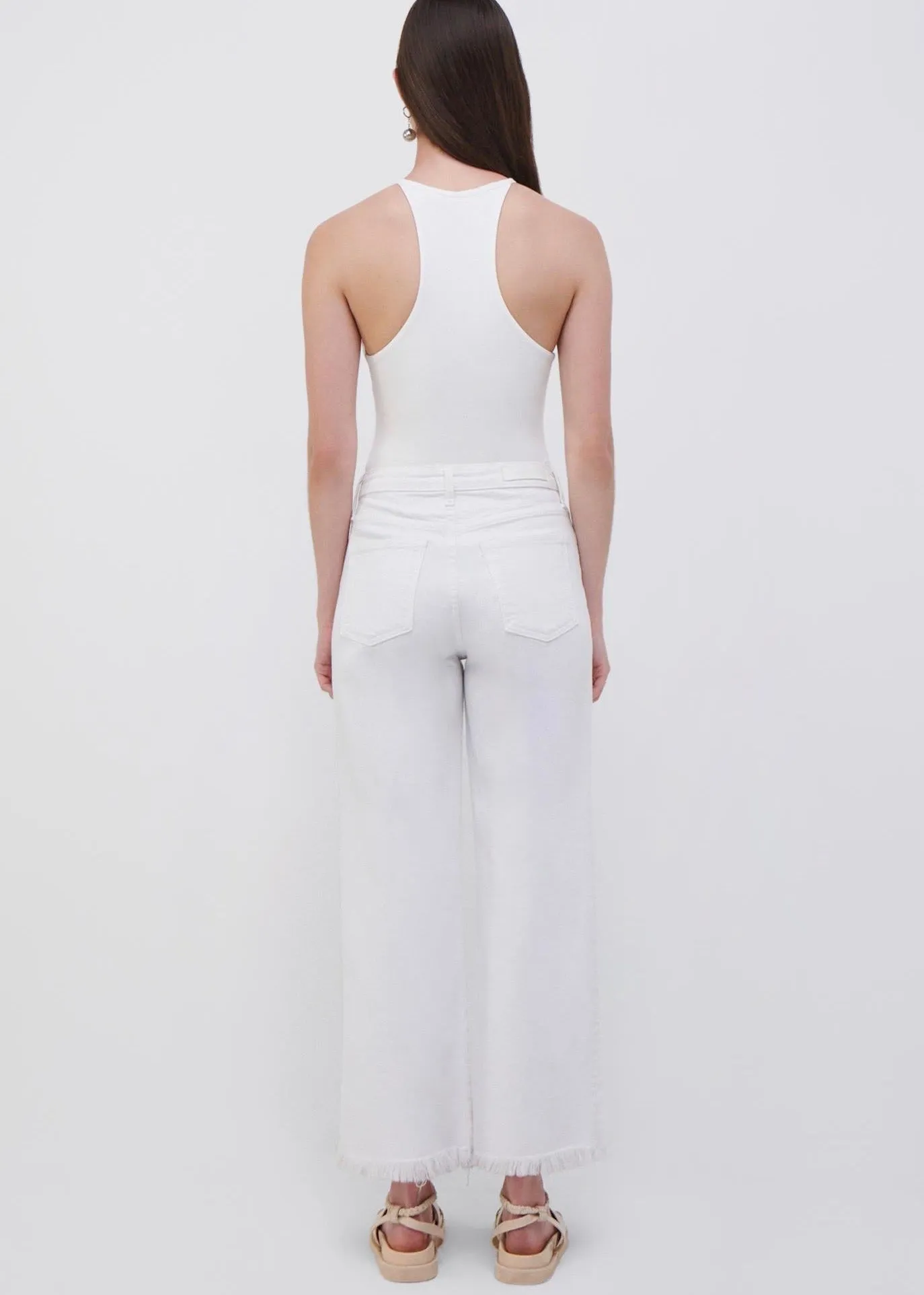 Jude High Rise Wide Crop (Distressed White)