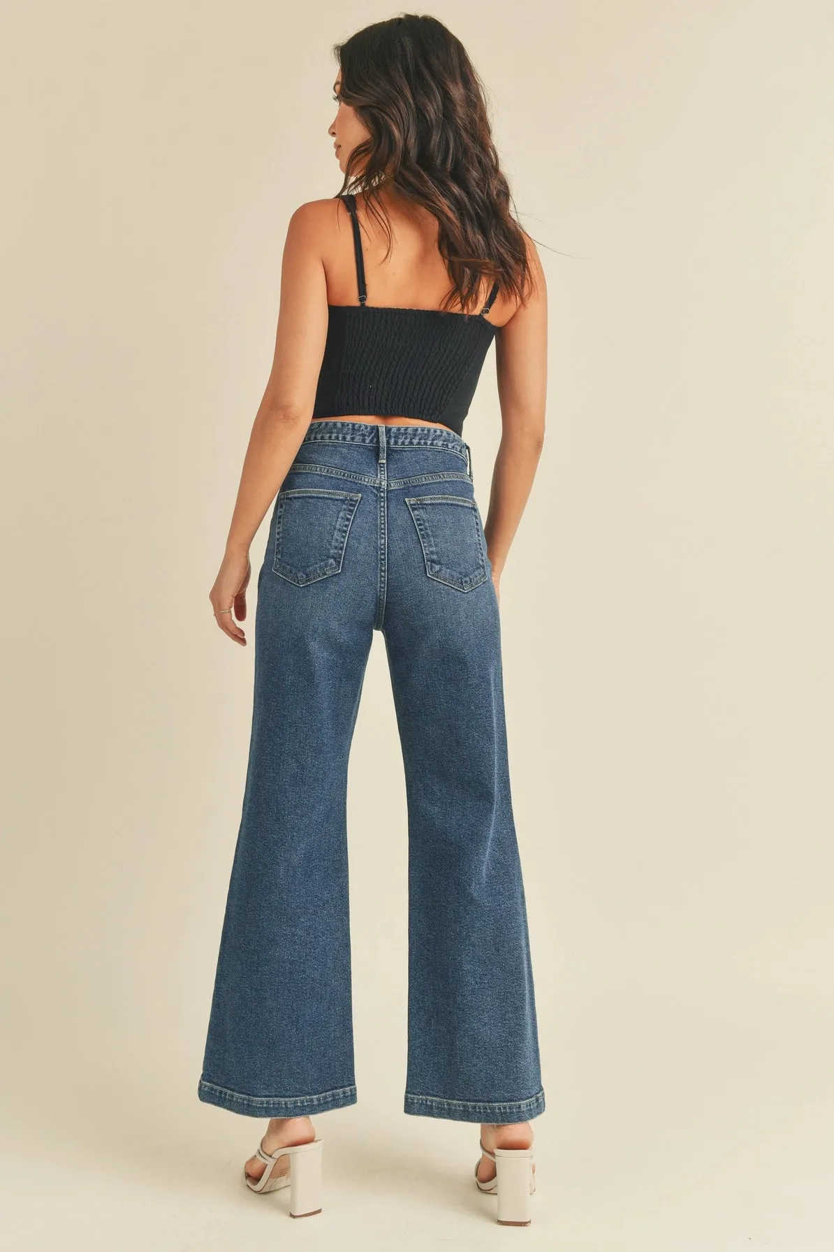 Just Black | Patch Pocket Wide Leg Jeans {Dark Wash}