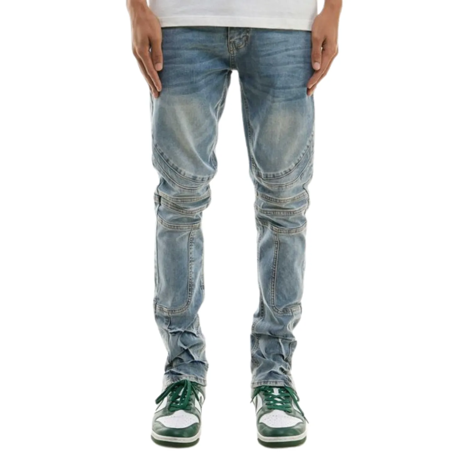 KDNK Panelled Denim Slim Fit - Denim Blue