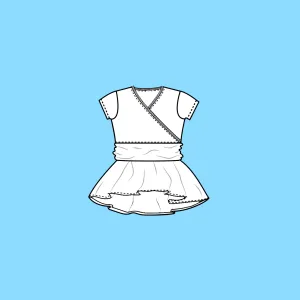 Kids Cross Front Drop Hem Peplum Top