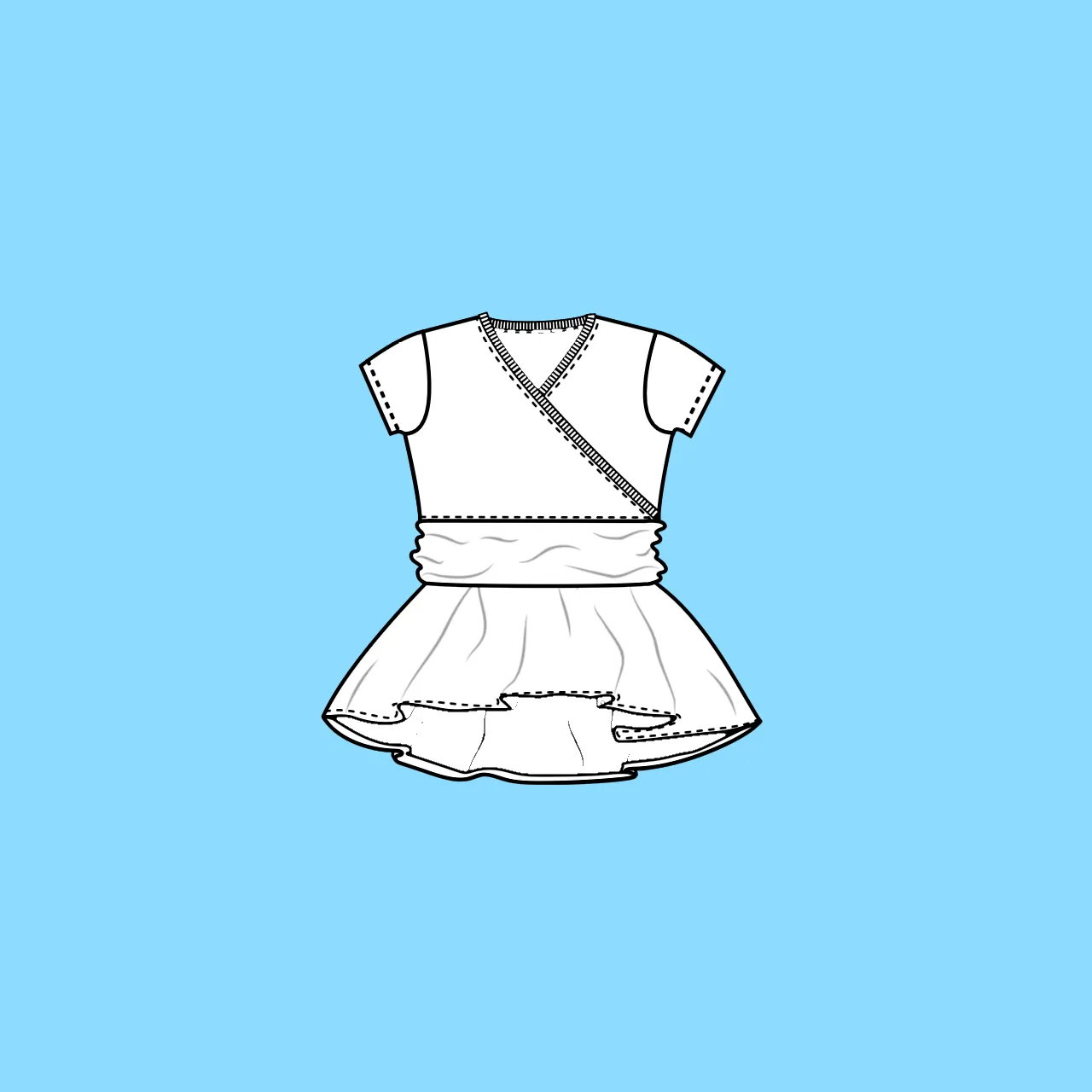 Kids Cross Front Drop Hem Peplum Top