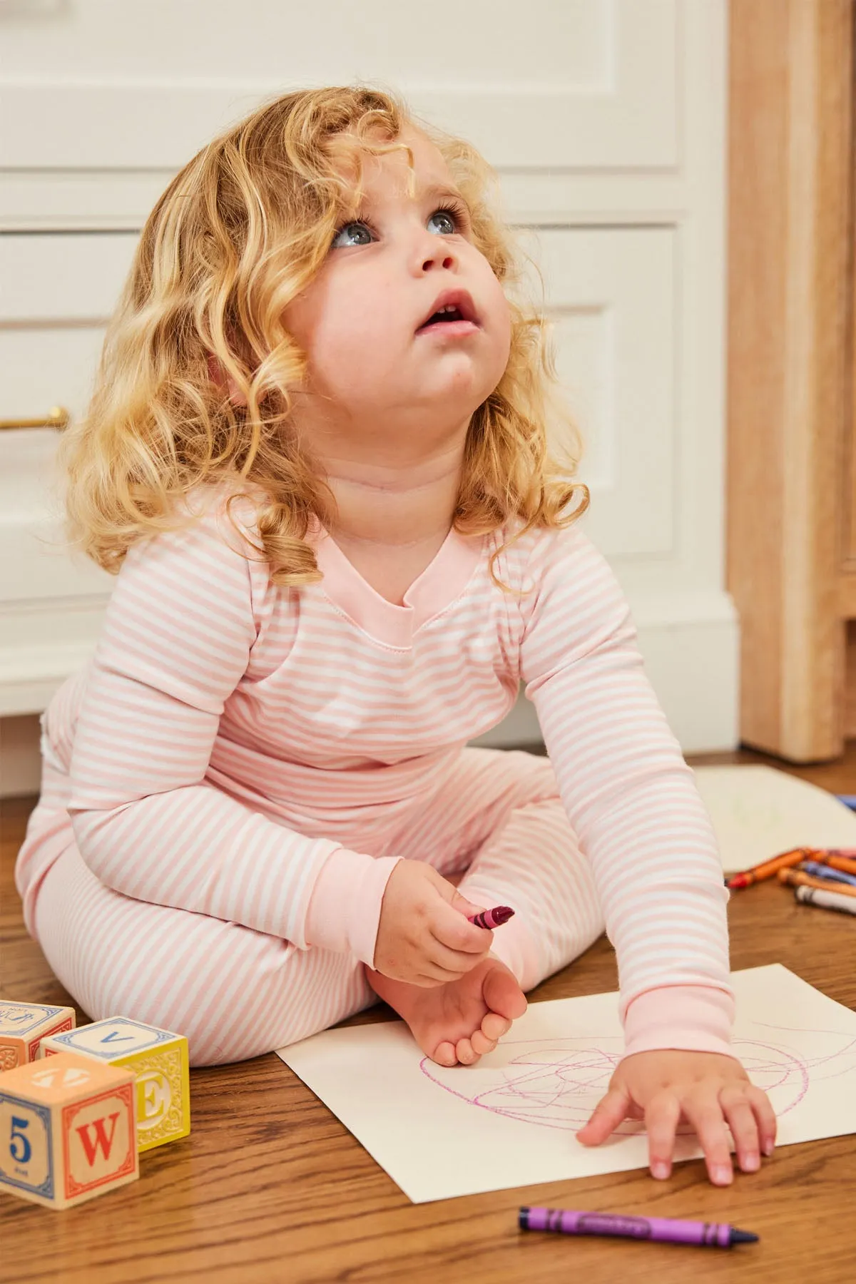 Kids Long-Long Set in English Rose Stripe